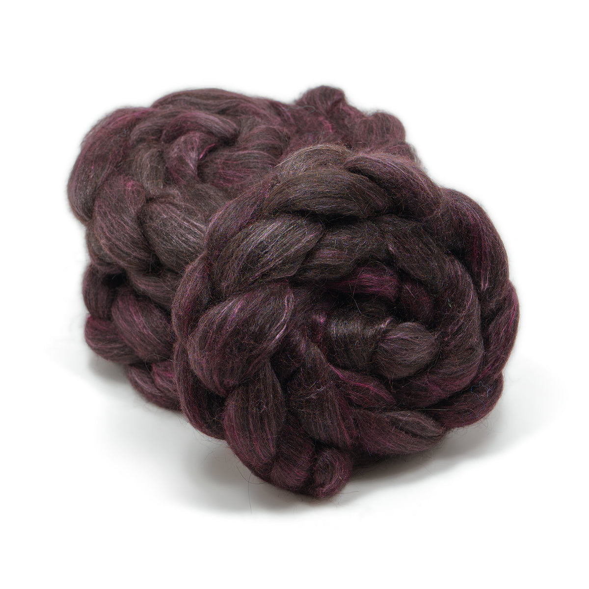 Hand Painted 80/20 Black Alpaca Mulberry Silk Combed Top, Plum and Charcoal, 4 oz - photo 2
