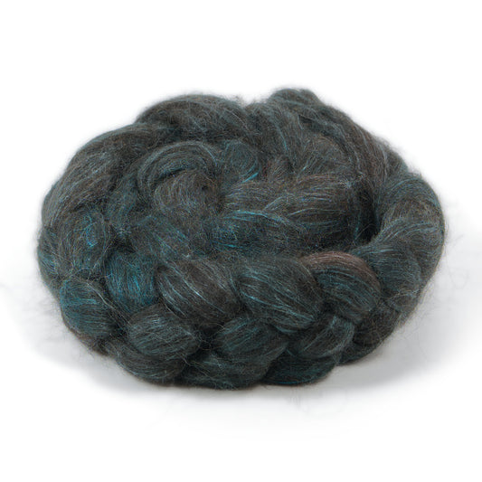 Hand Painted 80/20 Black Alpaca Mulberry Silk Combed Top, Charcoal, 4 oz - photo 1