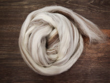 Load image into Gallery viewer, Undyed BFL Blueface Leicester Humbug (4oz) | Combed Top / Roving