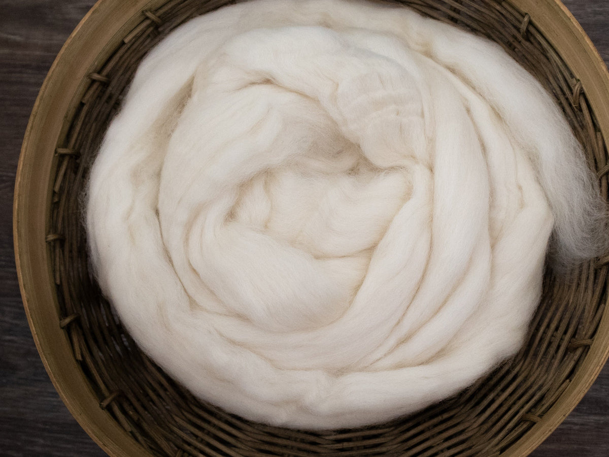 Undyed Corriedale Wool (4oz) | Combed Top / Roving for Spinning and Felting