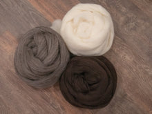 Load image into Gallery viewer, Natural Gray Jacob Wool Fiber - Undyed Roving for Spinning or Felting (4 oz)