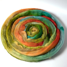 Load image into Gallery viewer, Hand Painted Merino Humbug Roving (4oz) | Combed Top for Spinning and Felting