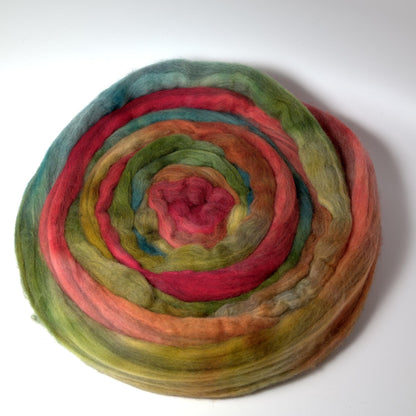 Hand Painted Merino Humbug Roving (4oz) | Combed Top for Spinning and Felting