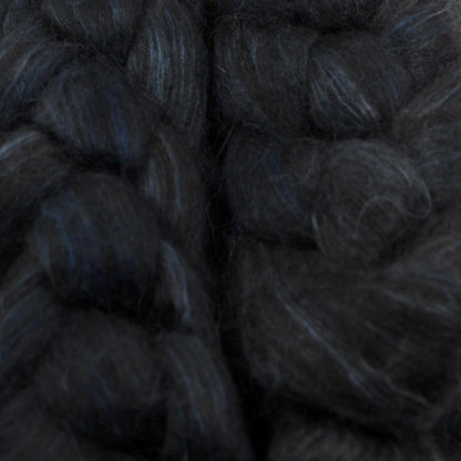 Hand Painted 80/20 Black Alpaca Mulberry Silk Roving (4oz) | Combed Top for Spinning and Felting