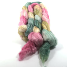 Load image into Gallery viewer, Hand Painted 50/25/25 BFL / Rose Fiber / Baby Alpaca Roving (4oz) | Combed Top for Spinning and Felting