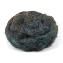 Load image into Gallery viewer, Hand Painted 80/20 Black Alpaca Mulberry Silk Roving (4oz) | Combed Top for Spinning and Felting