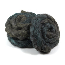 Load image into Gallery viewer, Hand Painted 80/20 Black Alpaca Mulberry Silk Roving (4oz) | Combed Top for Spinning and Felting