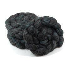 Load image into Gallery viewer, Hand Painted 80/20 Black Alpaca Mulberry Silk Roving (4oz) | Combed Top for Spinning and Felting