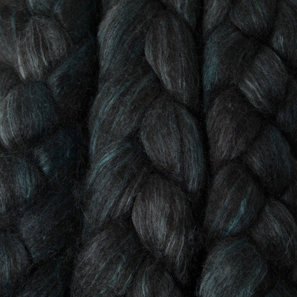 Hand Painted 80/20 Black Alpaca Mulberry Silk Roving (4oz) | Combed Top for Spinning and Felting