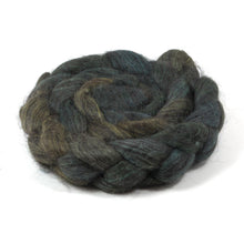 Load image into Gallery viewer, Hand Painted 80/20 Black Alpaca Mulberry Silk Roving (4oz) | Combed Top for Spinning and Felting