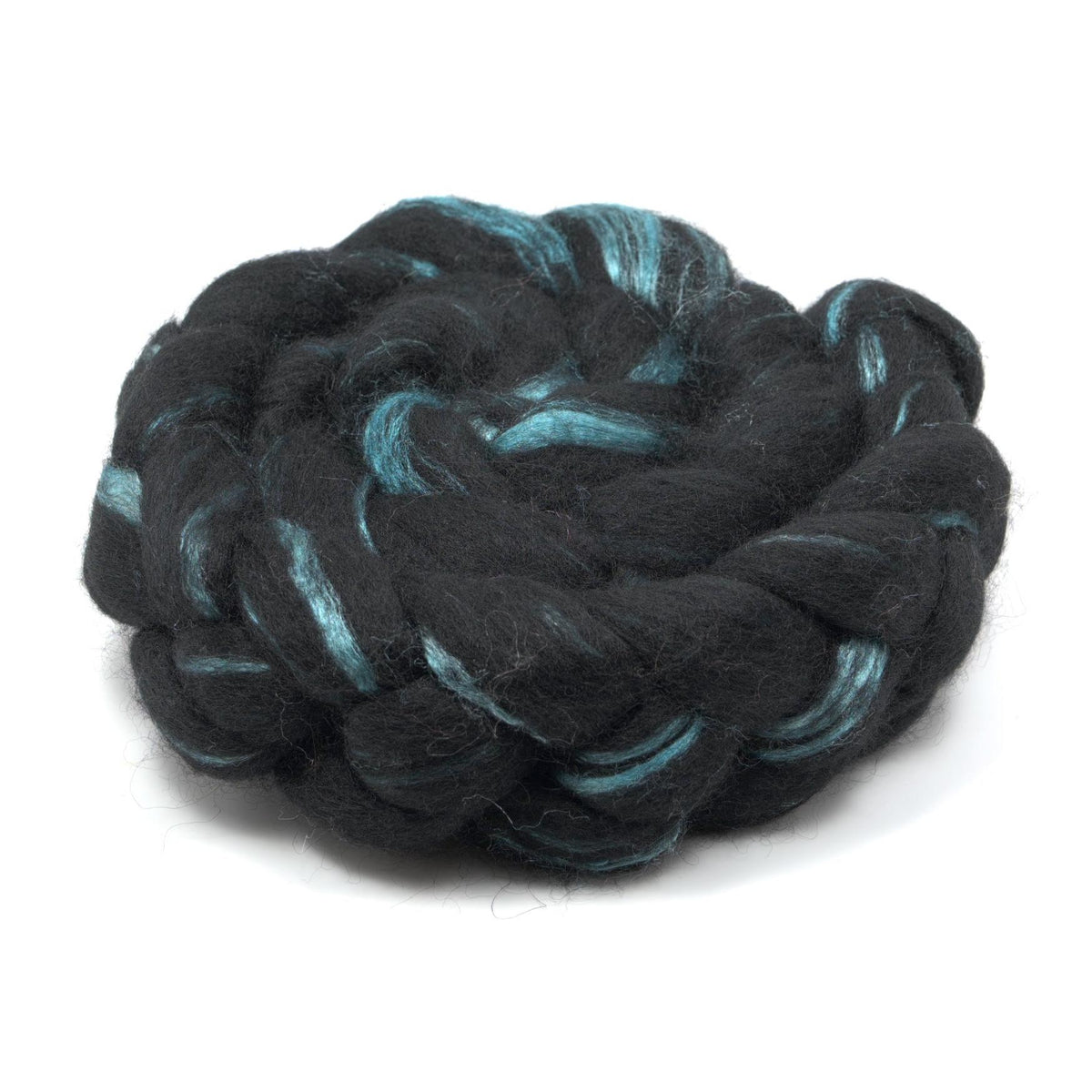 Hand Painted 60/40 Black BFL Silk Roving (4oz) | Combed Top for Spinning and Felting