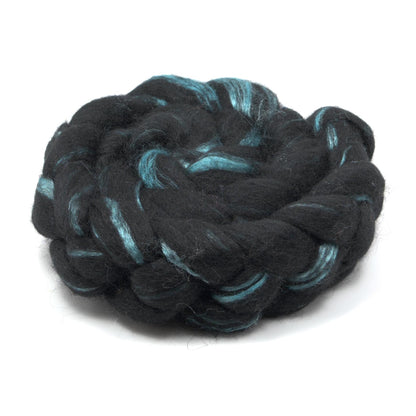 Hand Painted 60/40 Black BFL Silk Roving (4oz) | Combed Top for Spinning and Felting