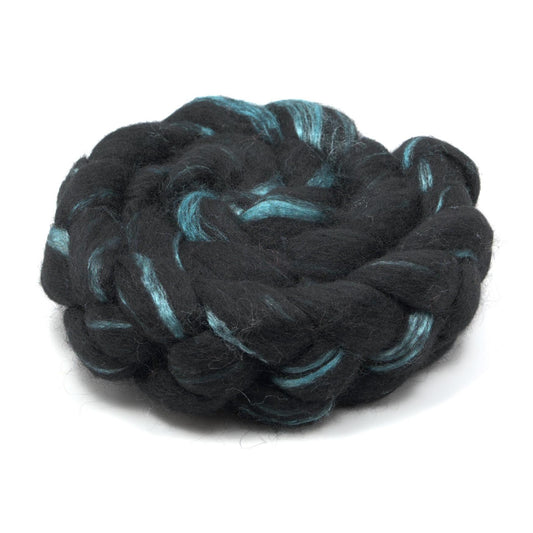 Hand Painted 60/40 Black BFL Silk Roving (4oz) | Combed Top for Spinning and Felting