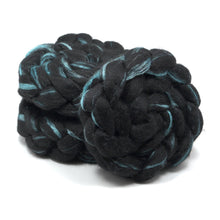 Load image into Gallery viewer, Hand Painted 60/40 Black BFL Silk Roving (4oz) | Combed Top for Spinning and Felting