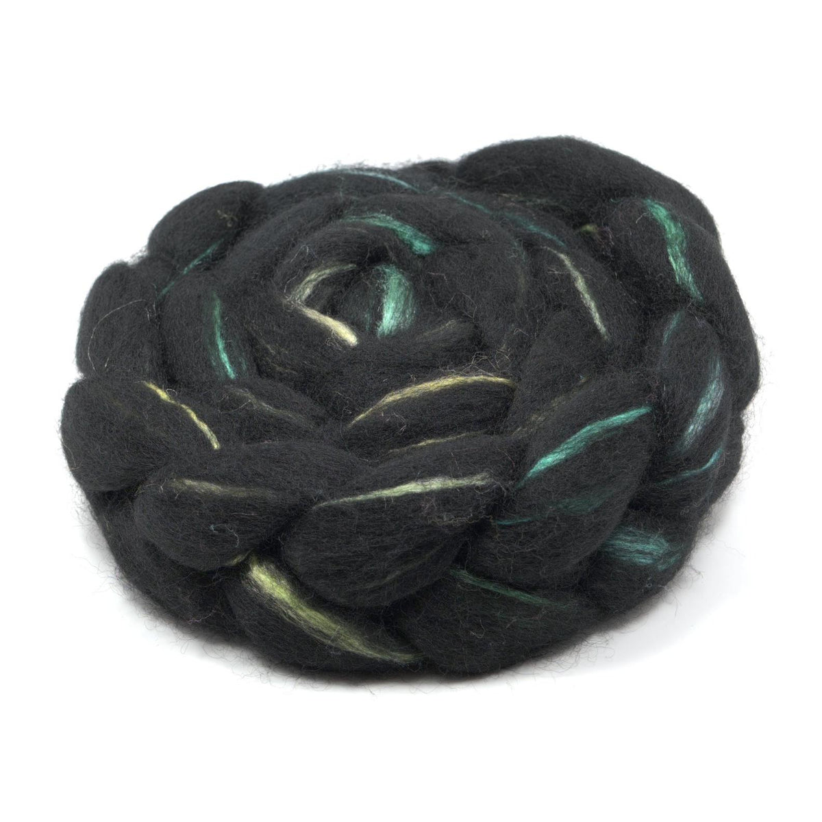 Hand Painted 60/40 Black BFL Silk Roving (4oz) | Combed Top for Spinning and Felting