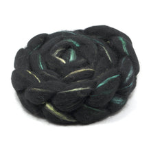 Load image into Gallery viewer, Hand Painted 60/40 Black BFL Silk Roving (4oz) | Combed Top for Spinning and Felting