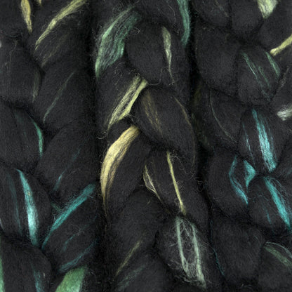 Hand Painted 60/40 Black BFL Silk Roving (4oz) | Combed Top for Spinning and Felting
