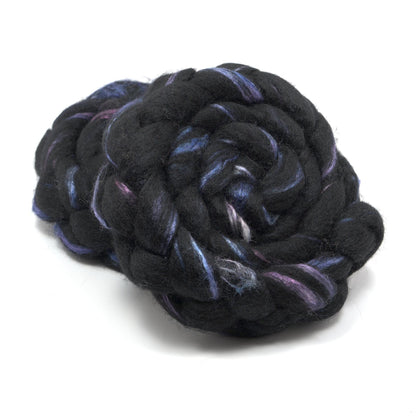 Hand Painted 60/40 Black BFL Silk Roving (4oz) | Combed Top for Spinning and Felting