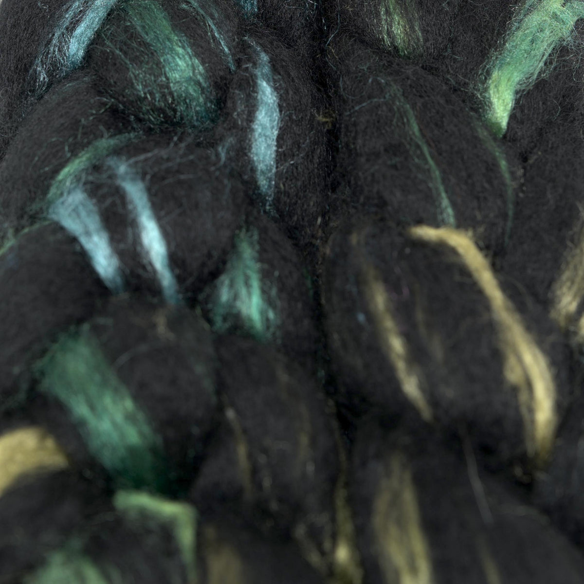 Hand Painted 60/40 Black BFL Silk Roving (4oz) | Combed Top for Spinning and Felting