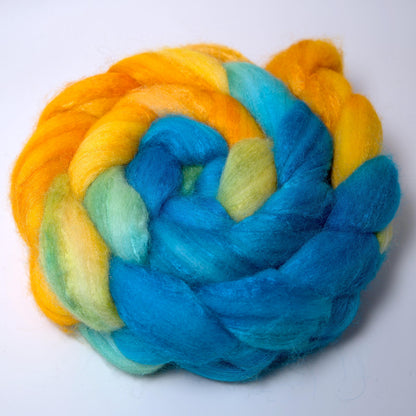 Hand Painted 75/25 BFL Silk Roving (4oz) | Combed Top for Spinning and Felting