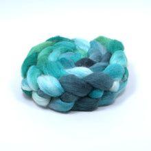 Load image into Gallery viewer, Hand Painted 75/25 BFL Tussah Silk Roving (4oz) | Combed Top for Spinning and Felting