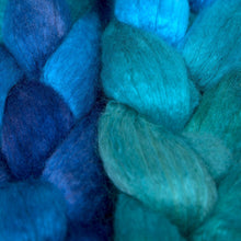 Load image into Gallery viewer, Hand Painted 50/50 Merino Mulberry Silk Roving (4oz) | Combed Top for Spinning and Felting