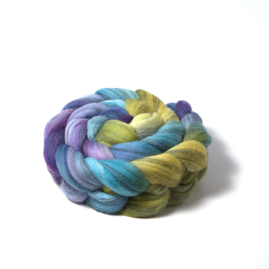 Hand Painted Merino Humbug Roving (4oz) | Combed Top for Spinning and Felting