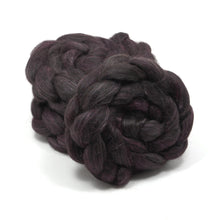 Load image into Gallery viewer, Hand Painted 80/20 Black Alpaca Mulberry Silk Roving (4oz) | Combed Top for Spinning and Felting