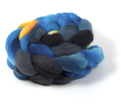 Hand Painted Blue Faced Leicester Roving (4oz) | Combed Top for Spinning and Felting