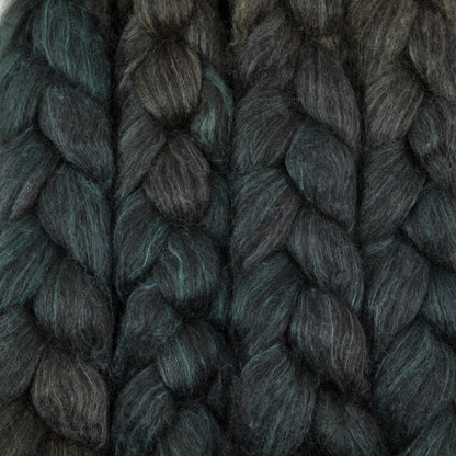Hand Painted 80/20 Black Alpaca Mulberry Silk Roving (4oz) | Combed Top for Spinning and Felting
