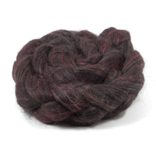 Load image into Gallery viewer, Hand Painted 80/20 Black Alpaca Mulberry Silk Roving (4oz) | Combed Top for Spinning and Felting