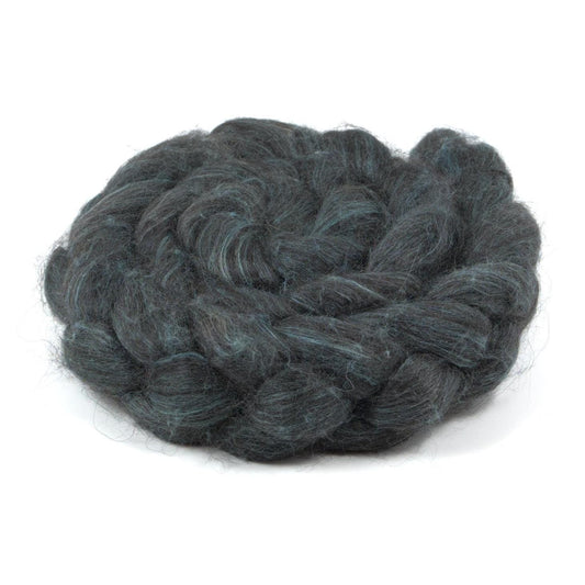 Hand Painted 80/20 Black Alpaca Mulberry Silk Roving (4oz) | Combed Top for Spinning and Felting