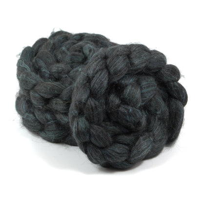 Hand Painted 80/20 Black Alpaca Mulberry Silk Roving (4oz) | Combed Top for Spinning and Felting