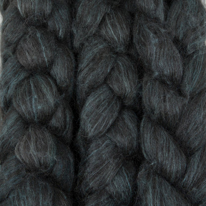 Hand Painted 80/20 Black Alpaca Mulberry Silk Roving (4oz) | Combed Top for Spinning and Felting