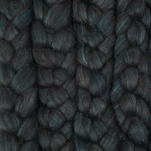 Load image into Gallery viewer, Hand Painted 80/20 Black Alpaca Mulberry Silk Roving (4oz) | Combed Top for Spinning and Felting