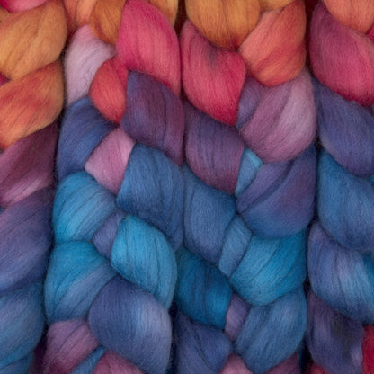 Hand Painted Polwarth Roving (4oz) | Combed Top for Spinning and Felting