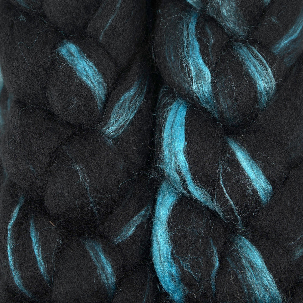 Hand Painted 60/40 Black BFL Silk Roving (4oz) | Combed Top for Spinning and Felting