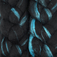 Load image into Gallery viewer, Hand Painted 60/40 Black BFL Silk Roving (4oz) | Combed Top for Spinning and Felting