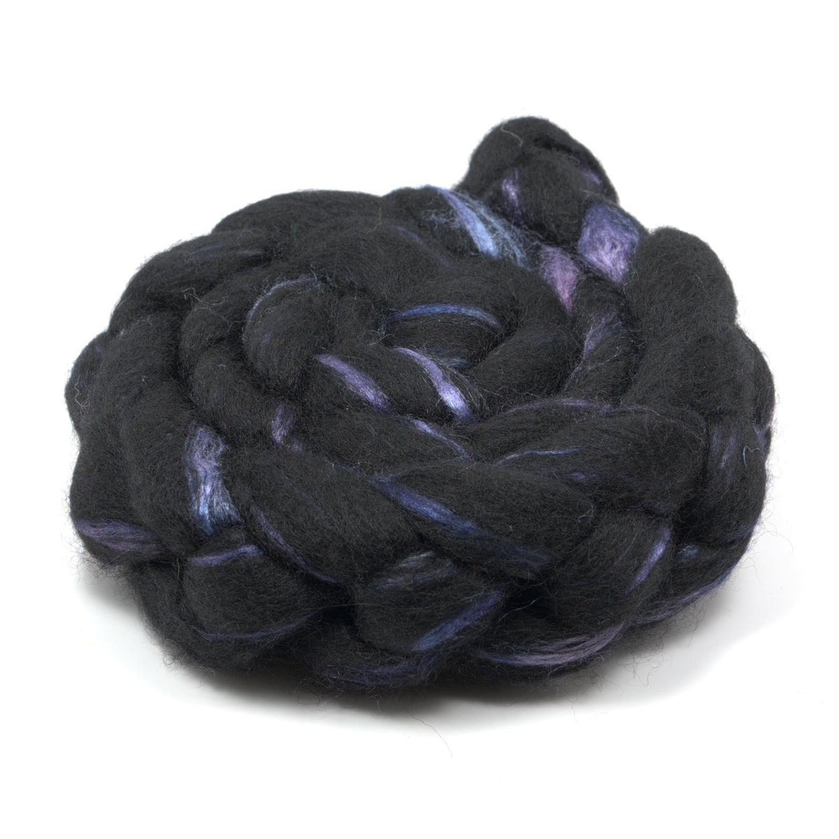 Hand Painted 60/40 Black BFL Silk Roving (4oz) | Combed Top for Spinning and Felting
