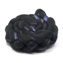 Load image into Gallery viewer, Hand Painted 60/40 Black BFL Silk Roving (4oz) | Combed Top for Spinning and Felting