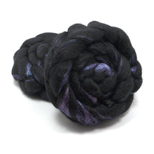 Load image into Gallery viewer, Hand Painted 60/40 Black BFL Silk Roving (4oz) | Combed Top for Spinning and Felting