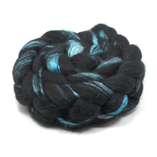 Load image into Gallery viewer, Hand Painted 60/40 Black BFL Silk Roving (4oz) | Combed Top for Spinning and Felting