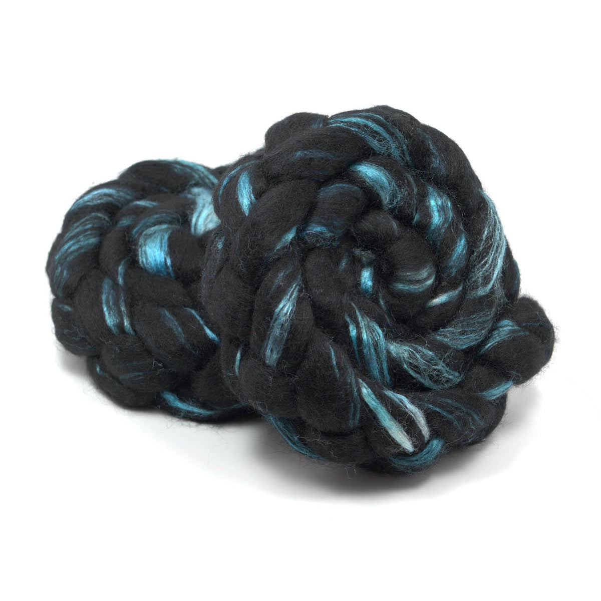 Hand Painted 60/40 Black BFL Silk Roving (4oz) | Combed Top for Spinning and Felting