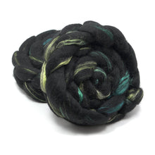 Load image into Gallery viewer, Hand Painted 60/40 Black BFL Silk Roving (4oz) | Combed Top for Spinning and Felting