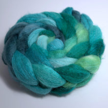 Load image into Gallery viewer, Hand Painted 75/25 BFL Tussah Silk Roving (4oz) | Combed Top for Spinning and Felting