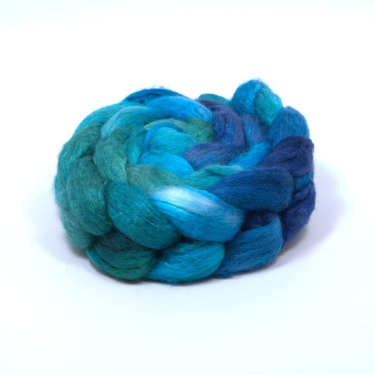 Hand Painted 50/50 Merino Mulberry Silk Roving (4oz) | Combed Top for Spinning and Felting