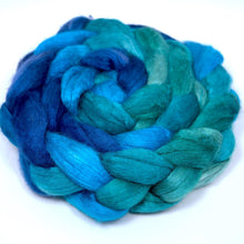 Load image into Gallery viewer, Hand Painted 50/50 Merino Mulberry Silk Roving (4oz) | Combed Top for Spinning and Felting