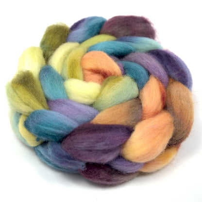 Hand Painted Corriedale Roving (4oz) | Combed Top for Spinning and Felting