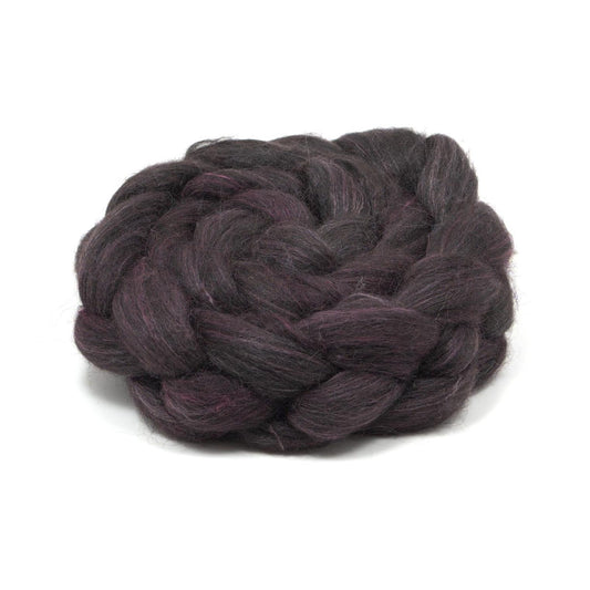 Hand Painted 80/20 Black Alpaca Mulberry Silk Roving (4oz) | Combed Top for Spinning and Felting
