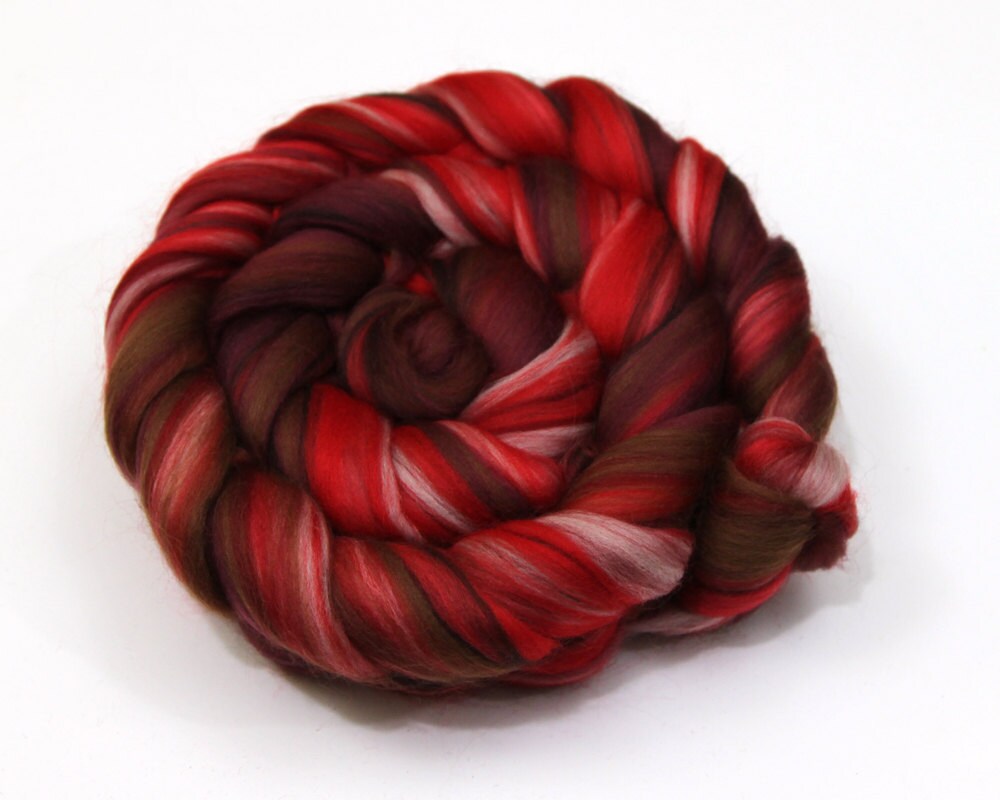 Merino Wool Roving (combed top) - Custom Blended Commercially Dyed Roving for Spinning or Felting - 4 oz